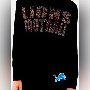 Detroit Lions Women's Superstar Bling Crew Neck Sweatshirt extra small crystals